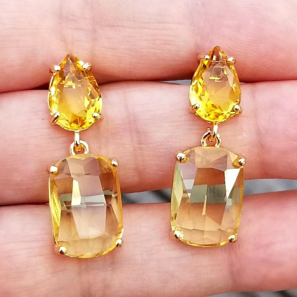 14k Gold Citrine Earrings, Citrine Dangle Earrings, Citrine Stud Earrings